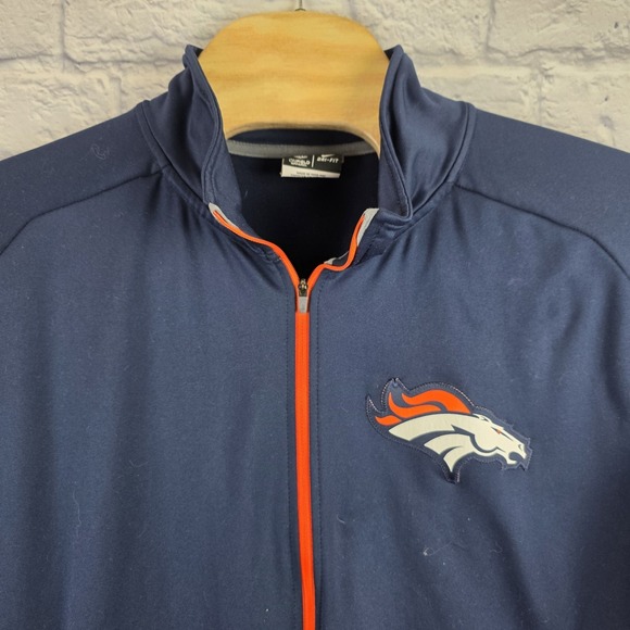 Nike Other - Nike Denver Broncos Men Jacket Blue Navy Full Zip Solid NFL Track‎ Dri Fit Large